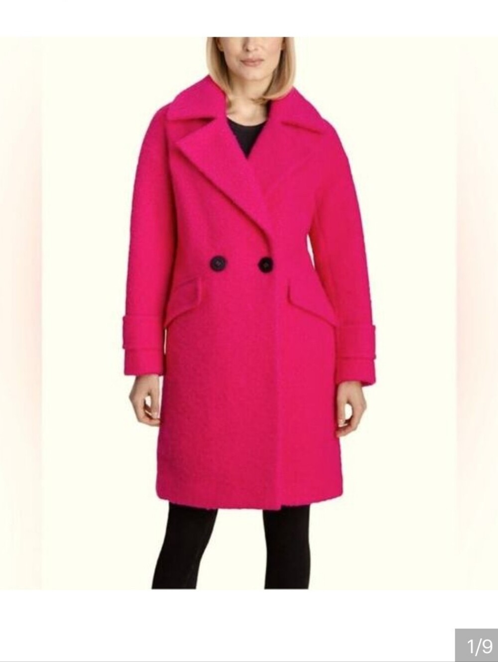 BcbGeneration Hot Pink Boucle Coat Size Large